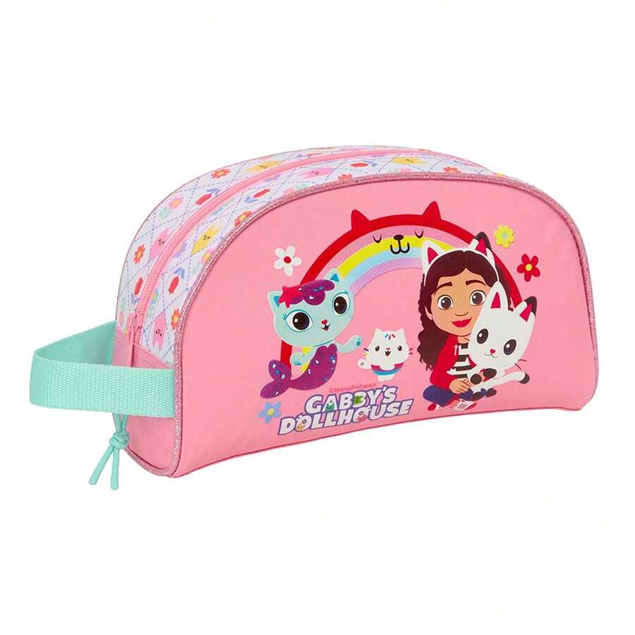 Safta Gabby's Dollhouse 女童手推車式洗漱包,兒童學校收納包,帶側提手,主隔層帶拉鍊,內部有拉鍊口袋,均碼 - 選項 2 - 查看 1