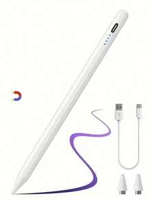 Universal Tablet Stylus, Touch Proof, Magnetic, For Writing, Drawing, Etc. On Tablets, For IPad 7/8/9 Generation (10.2-Inch) Air1/2/3/4/5/6/7, Compatible With IPad 10th Generation And 11th Generation, Can Be Used With Pro11 And Other Models, Comes With Two Spare Tips Battery Capacity 90mAh - Multicolor - View 11