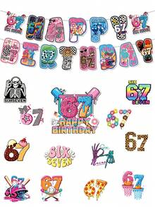 1 Set Cake Decoration Toppers + Birthday Party Decoration Banner, 67 Theme Party Home Decor, Outdoor Dining Decor, Holiday Essentials - 67 Models - View 1