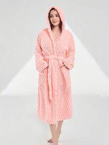 1件女款純色長款浴袍，毛絨柔軟吸水快乾，舒適透氣，可穿式浴巾，適用於居家/SPA/飯店/休閒，四季通用，浴室裝飾 - 金龜絨浴袍 - 查看 15