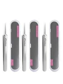High Precision Ultra-Sharp Cell Tweezers - Stainless Steel Firm Grip Blackhead, Peach Fuzz, Acne, Facial Fine Hair, Long Needle, Debris And Ingrown Hair Removal Beauty Tweezers, Durable And Rust-Resistant, 3 Different Pinzas, Daily Skincare, Facial Cleansing, Storage Box, Organizer Box - Multicolor - View 9