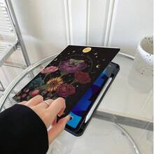 1件復古花卉印花平板保護殼－多角度支架保護套附筆槽，相容 iPad 10代 10.9吋 2022 智慧保護殼/Air 13(M3 2025)/11(A16 2025)/Galaxy Tab S10+/S9/A9，相容 Oppo Pad、 Matepad、Vivo Pad、Honor Pad、Xiaoxin Pad - 彩色 - 查看 3