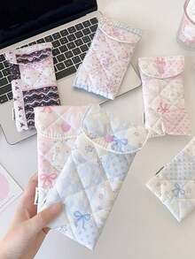 Fashionable Korean-Style Ditsy Floral Eyeglass Bag; Quilted Patchwork Printed Eyeglass Case; Suitable For Fashion Glasses, Eyeglass Accessories Or As Decorative Pendant - Multicolor - View 4