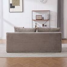 Modular Compression Sofa In Chenille Fabric, Filled With 30D High-Resilience Foam. Easy To Move And Featuring A Non-Slip Base, It Is Ideal For Living Rooms And Other Spaces. Ivory Color. - 灰色 - 查看 5