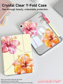 Hibiscus Flower Pattern Protective Case, Compatible With IPad Air 4/5 10.9 Inch, 7/8/9 10.2 Inch, (A16) 11 Inch (11th Gen, 2025 Model), Built-In Apple Pencil Slot, Compatible With Samsung Galaxy Tab A9 11 Inch, Tab A9 8.7 Inch, Cute Style, Suitable For Back To School, Valentine's Day, Summer Pattern. - Multicolor - View 4