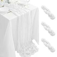 6/12Pack White Cheesecloth Table Runner 17x108Inch Spring Easter Cheese Cloth Table Runner 9FT Boho Gauze Table Runners Rustic Sheer Table Runners For Wedding Bridal Party Decor - White - View 12