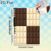 1 pieza Cuaderno de hojas sueltas con patrón de chocolate A5 de 5 anillos, adecuado para estudio diario, oficina y toma de notas - Rectángulo - Ver 6