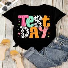 Heartfelt Teacher Appreciation Graphic T-Shirt 100% Cotton Oversized Soft Breathable Casual Crewneck Short Sleeve Top Thank You Teacher Best Teacher Teacher's Day Educator Gift Cute Teachers Educators School Staff Gift Givers - 黑色 - 查看 18
