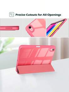 混合透明背殼附筆筒，適用於 iPad 11代 11"(A16,2025) & 10代 10.9"(2022)，自動喚醒休眠輕薄保護套 - 玫瑰紅 - 查看 5