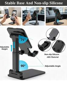 Foldable Phone Holder With Adjustable Angle To Relieve Neck Fatigue Sleek Anti-Slip Phone Stand For Office Workers And Students Portable Lightweight Perfect For Watching Videos Video Calls Room Decor Desk Home Decor - A - View 5