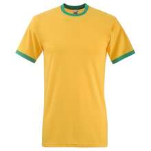 Fruit Of The Loom Mens Ringer Short Sleeve T-Shirt - Sunflower/Kelly Green - View 1