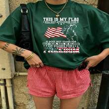 Heartfelt Daily Casual Graphic T-Shirt 100% Cotton Oversized Soft Breathable Casual Crewneck Short Sleeve Top Vintage Aesthetic Red Checkered Shorts Street Style Fashion Lovers Casual Wearers Daily Outfit Enthusiasts Gift Givers - 綠色 - 查看 18