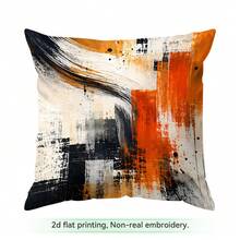 4pcs/1pc Orange & Black Ink Splatter Abstract Art Pattern Pillowcase Without Insert, Single-Sided Printed Pillowcase, Suitable For Living Room Bedroom Home Decor, All Seasons Pillowcase - Multicolor - View 14