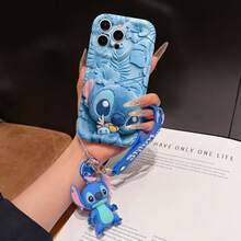 Disney Lilo And Stitch Phone Case : 3D Fluffy Pattern Border Protector Phone Soft Phone Case With A Free Cute Stitch Bracelet Chain Lanyard, Stitch, Lilo, Angel, For Apple 17 Promax 17 Pro 16 15 14 13 12 11 Pro Max XS Max X XR Soft Cover Summer Phone Case - 白色 - 查看 1