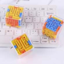 1 buah Aksesori Saku Lucu Kreatif, Ornamen Meja untuk Latihan Fokus di Kantor, Hadiah Unik Labirin Kubus Mini, Dekorasi Meja Portabel untuk Relaksasi Harian, Hadiah Liburan Jalur Manik-Manik 3D Berwarna-warni, Dekorasi Meja Labirin Kubus Transparan - multi warna acak - View 5