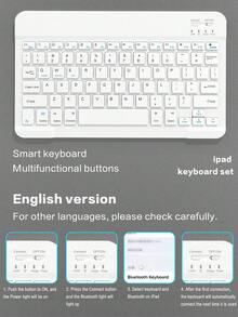 Casing Keyboard Nirkabel Kompatibel dengan iPad Generasi ke-10, Keyboard Bluetooth yang Dapat Dilepas dengan Tempat Pensil, Baterai 150mAh, Fitur Tidur/Bangun Otomatis, Cocok untuk iPad Air4/Air5 (Generasi ke-7/ke-8/ke-9, 10,2 Inci) - Hitam - Hitam - View 6