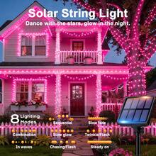 loyyz Solar Fairy Lights, Brighter & Longer Lasting, 20m/10m/5m Solar String Lights Outdoor, IPX4 Splashproof Patio Lights With 8 Modes, 8-10H Runtime For Tree Patio Christmas Party Wedding Decor - Pink - View 5