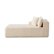 Modular Compression Sofa In Chenille Fabric, Filled With 30D High-Resilience Foam. Easy To Move And Featuring A Non-Slip Base, It Is Ideal For Living Rooms And Other Spaces. Ivory Color. - 杏色 - 查看 9