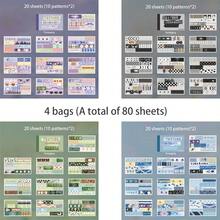 20 hojas/bolsa de la serie de pegatinas con fragmentos texturizados, materiales de collage pegatinas para scrapbooking, decorar tarjetas, marcos, portátiles, fundas de teléfono, tazas, revistas, cajas de papelería, equipaje y suministros de scrapbooking - Libro de pegatinas - Ver 14
