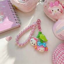 MINISO Sanrio 可愛角色串珠腕帶鑰匙圈，Kawaii 水果櫻桃包包吊飾，附彩色珠飾手鍊與夾扣鉤，後背包錢包配件，開學禮物，4 款可選 - 樣式 1 - 查看 7