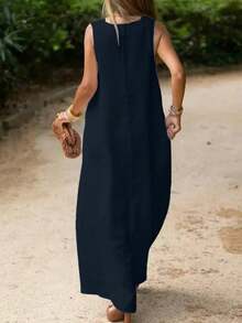 Women Long Dresses Elegant Summer - Navy Blue - View 3