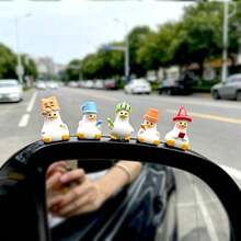 5pcs Cute Lucky Duck Car Interior Decor, Dashboard Rearview Mirror Ornament, Desktop Electric Vehicle Decoration - Lucky Duck - View 8