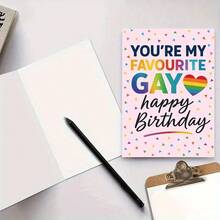 OBOVAY 1張 Dankefunny 同性戀生日卡，浪漫伴侶禮物送給 LGBTQ 朋友，多彩祝福，適合他/她、男朋友/女朋友，成人慶祝禮物，生日卡，幽默 - A - 查看 9