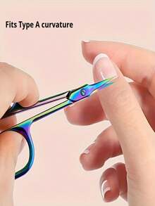 1pc Nail Cuticle Scissors Eyebrows/Eyelashes Mustache Multi-Purpose Cuticle Extra Fine Curved- Professional Manicure Scissors - Multicolor - View 4