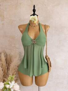 Women Midi Dresses - Green - View 1