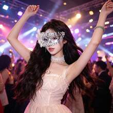 Elegant Exquisite Lace Decorated Mask, Fashionable Party Face Accessory, Ideal Prop For Stage Performance And Romantic Theme Party - Multicolor - View 4
