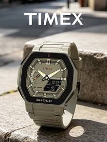 Timex 男士石英方型木質數位顯示手錶 TW2V35500 樹脂錶殼/耐刮玻璃鏡片 - 綠色 - 查看 4