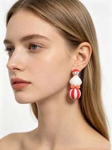 1 Pasang Anting Bola Kepala Bebek 3D Lucu, Cocok untuk Pesta Anak Perempuan, Acara Kumpul, Pemakaian Sehari-hari, Anting Tusuk - MultiWarna - View 7