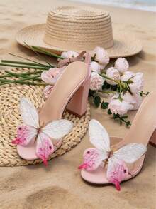 2 Peças Acessórios de Sapato DIY Destacáveis, Decoração de Sapato Elegante e Fashion em Formato de Borboleta, Damasco Rosa Fúcsia, Flores para Sapato de Salto Alto, Branco Rosa Damasco Prata, Para Sandálias de Salto Alto, Chinelos, Sapatos Femininos, Casamento, Encontro, Festa, Praia, Viagem, Férias, Uso Externo - Rosa chiclete - Visão 2