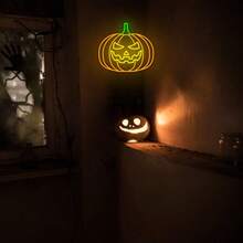 1個 Boo! 霓虹燈牌，USB供電暖黃色LED霓虹燈，壓克力牆面裝飾，草寫字體設計，可調光燈，適用於萬聖節派對、臥室、酒吧及恐怖主題家居裝飾 - 多色光 - 查看 5