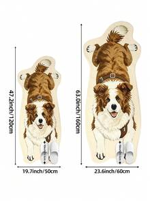DAJIANG 1pc Cute Border Collie Shaped Rug, Kitchen Rug Hallway Mat, Suitable For Bathroom, Kitchen, Outdoor, Indoor, Hallway, Bedroom, Living Room, Bedside, Machine Washable, Easy To Clean, Non-Slip Backing - Border Collie Lying down - Brown - View 2