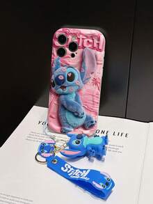 Disney Lilo And Stitch Phone Case : 3D Fluffy Pattern Border Protector Phone Soft Phone Case With A Free Cute Stitch Bracelet Chain Lanyard, Stitch, Lilo, Angel, For Apple 17 Promax 17 Pro 16 15 14 13 12 11 Pro Max XS Max X XR Soft Cover Summer Phone Case - 白色 - 查看 5