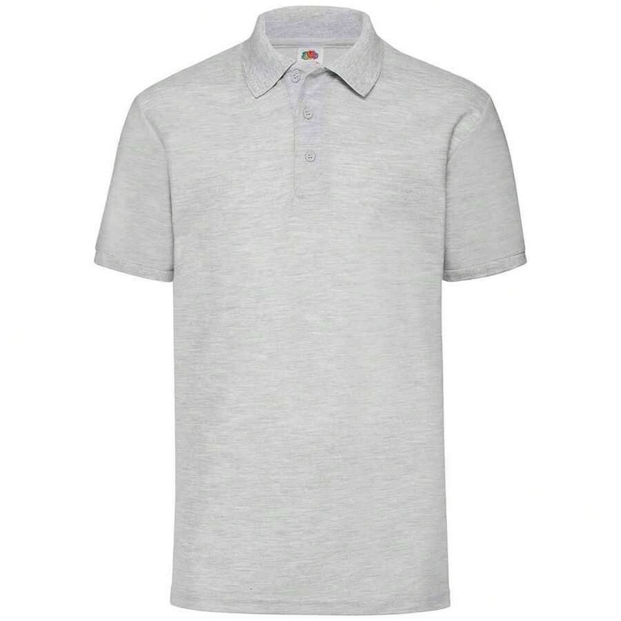 Fruit Of The Loom Mens Pique Polo Shirt - Heather Grey - View 1