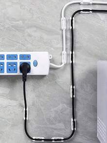 強力背膠理線夾 電線收納夾 黏貼式線材管理夾 手機 USB 充電線固定座 桌面理線器 適用於居家、辦公室、車內、牆面、床頭櫃、書桌，旅行必備 - 白色 - 查看 4