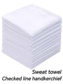 12pcs Men's Plaid White Handkerchiefs Large Striped Pocket Squares, Sweat-Absorbent Premium Vintage Plaid Handkerchiefs, Machine Washable - White - View 1