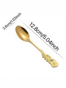 1pc/5pcs/8pcs Stainless Steel Mirror Coffee Spoon Elegant Rose Design Teaspoon Dishwasher Suitable For Home / Cafe / Restaurant Wedding Favor Choice 12.8cm/5.0in - Gold and Silver - View 13