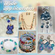 50 peças de contas de vidro de cristal redondo craquelado azul aurora de 8 mm, para fazer joias DIY à mão, pulseiras, colares e brincos - Multicolorido - Ver 7