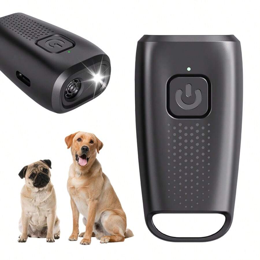 狗狗用品,迷你超音波驅狗器,可充電式便攜式防吠裝置,附LED指示燈狗狗訓練防吠設備 - 黑色 - 查看 1