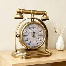 Vintage Iron Art Desk Clock, European Retro Style Desktop Clock Suitable For Bedroom, Living Room, Home Decor, Accurate Timekeeping, Ideal Housewarming Or Wedding Gift - Multicolor - View 2