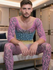 Men's Sexy Fishnet Socks, Hollow Out Sheer Knitted Elastic Socks - Multicolor - View 3