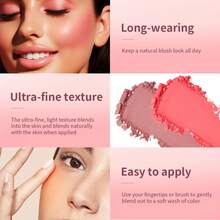 Paleta de rubor mate en relieve de 2 piezas con brocha, de larga duración, altamente pigmentada, multiusos, color rosa natural, cosméticos - Verde Lima - Ver 6