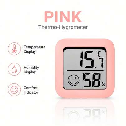 1pc/2pcs Mini Indoor Thermometer & Hygrometer, LCD Digital Temperature & Humidity Monitor, Suitable For Bedroom, Office, Greenhouse And Home Room Temperature & Humidity Monitoring, Battery Included