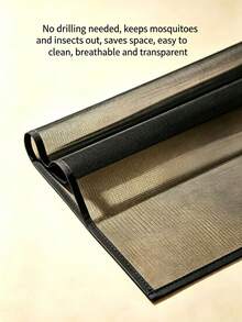 Encrypted Zipper Window Screen Mesh New Style No-Drill Anti-Mosquito Fly Insect Self-Adhesive Window Screen Mesh Multiple Sizes - Black Mesh With Black Trim and Zipper - View 5