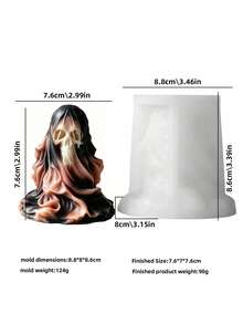 Molde de silicona para vela de muerte con degradado de estilo de alta gama, adorno de aromaterapia con patrón de mármol líquido DIY, detalle de pliegue de túnica gótica, herramienta de artesanía de resina/yeso hecha a mano, decoración del hogar vintage oscura para exhibición - Molde de silicona para velas - Ver 11