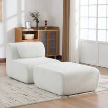 Modular Compression Sofa In Chenille Fabric, Filled With 30D High-Resilience Foam. Easy To Move And Featuring A Non-Slip Base, It Is Ideal For Living Rooms And Other Spaces. Ivory Color. - 象牙白 - 查看 2