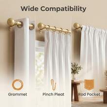 Barra de cortina de metal con punta redonda pequeña, estilo romántico plateado, diseño hermoso, fácil instalación, adecuada para múltiples tipos de ventanas. - Dorado - Ver 5
